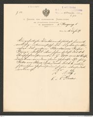 k.k. naturhistorisches Hofmuseum, Intendanzakten 1885-1896 (Hauer), Aktenzahl Z.721/1890, Seite 1